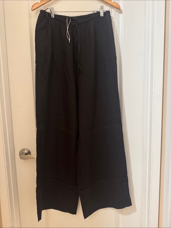 Zara Pants - Zara Brown linen Wide-Leg Drawstring Chinos